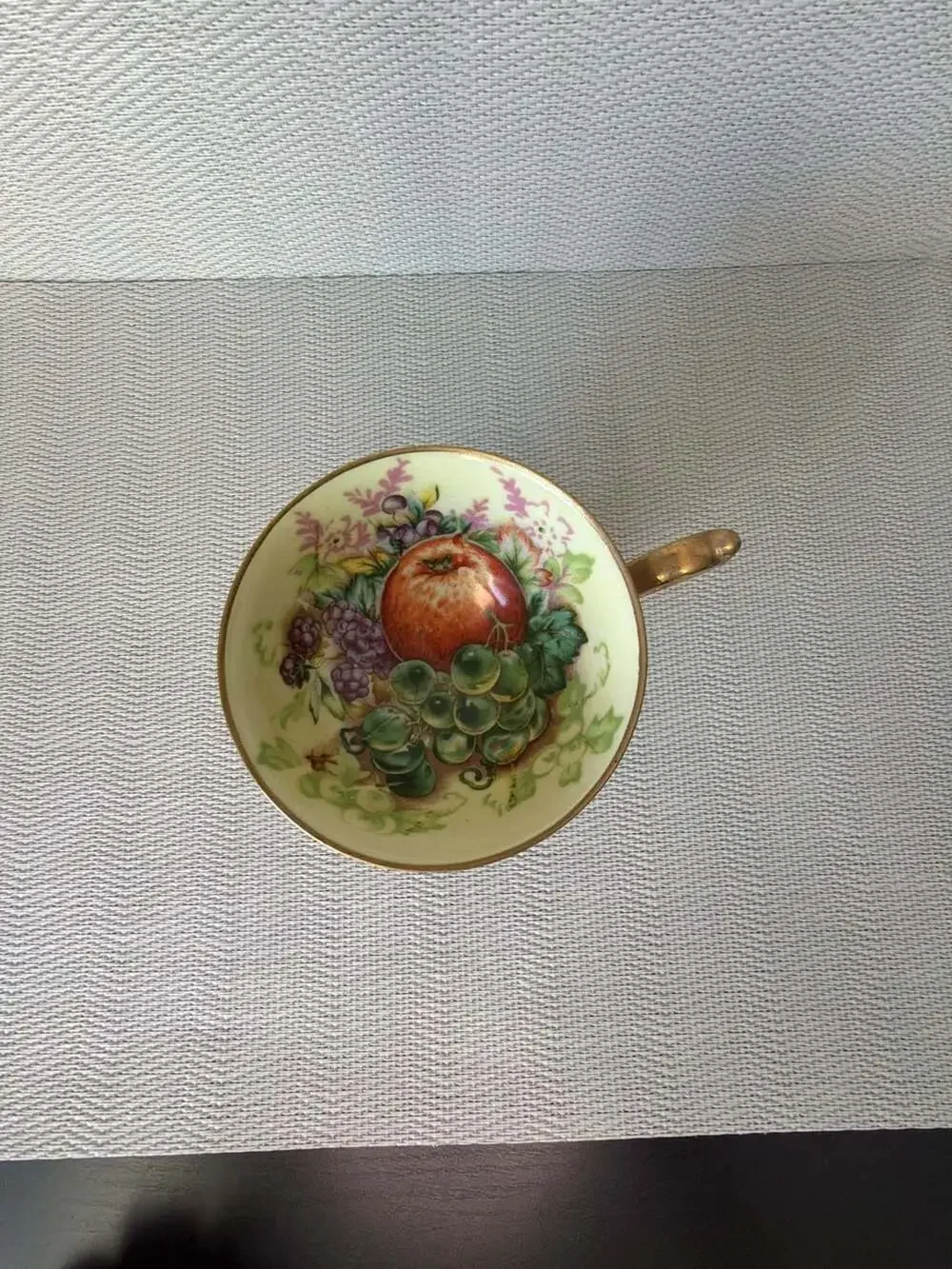 Maruichi Tea Cup And Saucer Set Hand Painted Gold Fruit Design Japan
